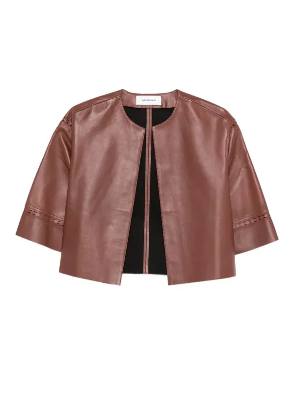 LASER-CUT LEATHER CROPPED JACKET made by Yves Salomon
