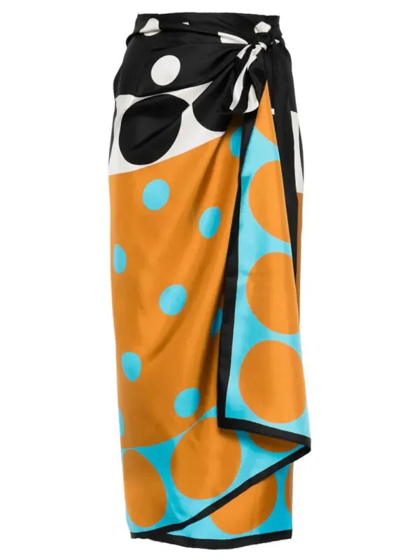 CONTRAST GRAPHIC-PRINT SILK WRAP SCARF-SKIRT made by Dries Van Noten