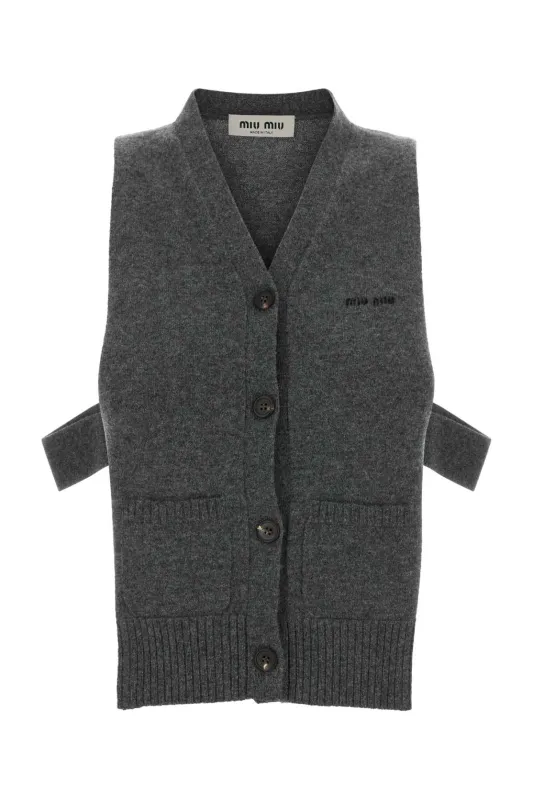 DARK GREY CASHMERE VEST made by Miu Miu