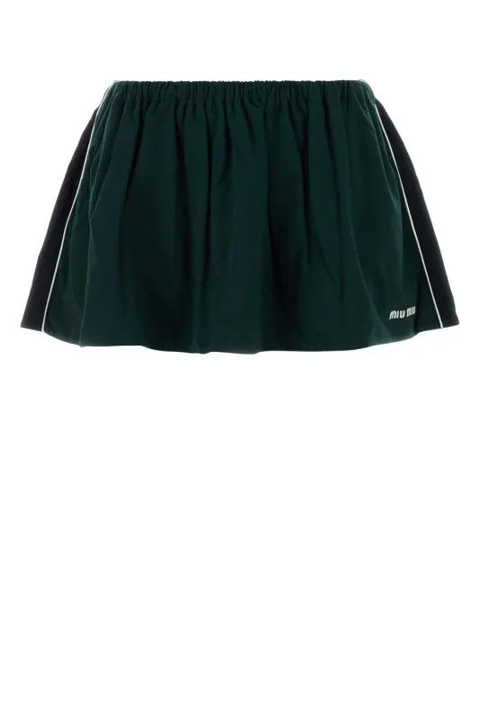 BOTTLE GREEN COTTON MINI SKIRT made by Miu Miu