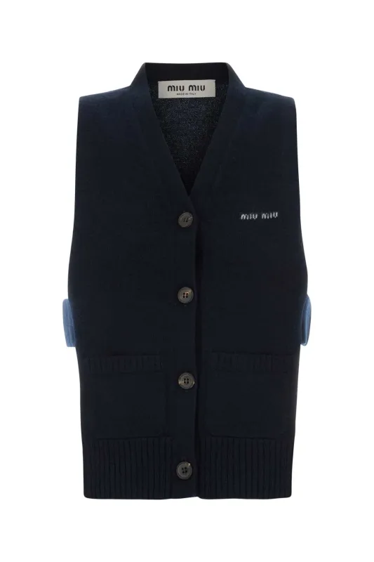 MIDNIGHT BLUE CASHMERE VEST made by Miu Miu