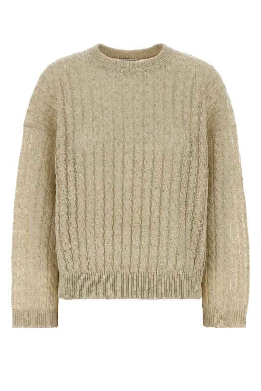 SAND LINEN BLEND SWEATER made by Brunello Cucinelli