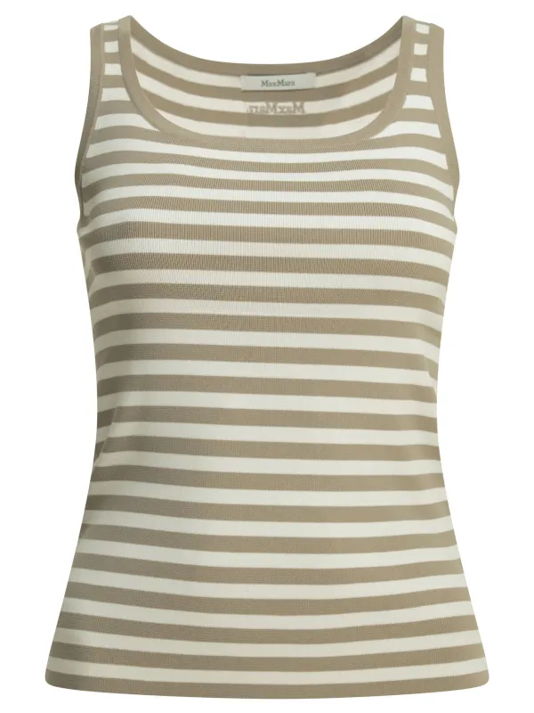 STRIPED FITTED BEIGE VISCOSE POLYAMIDE TANK TOP made by MaxMara