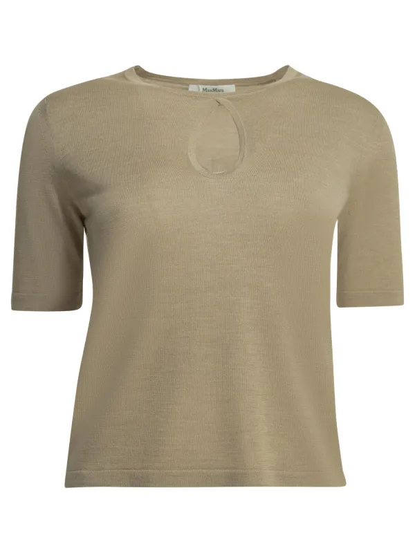 ROUND NECK BEIGE SILK CASHMERE SWEATER made by MaxMara