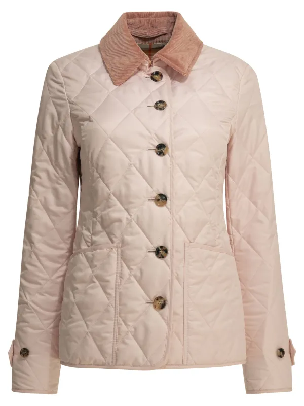 QUILTED PINK POLYESTER JACKET made by Burberry