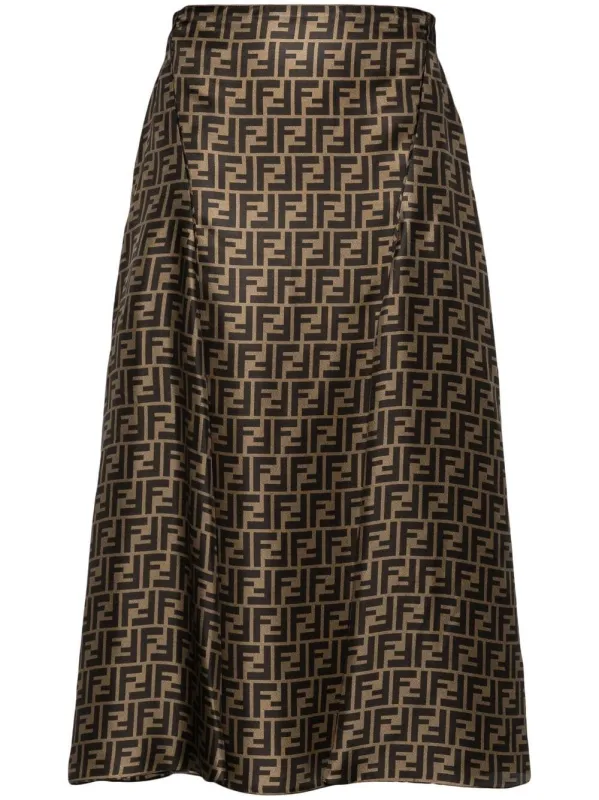 BROWN FF TWILL SKIRT made by Fendi
