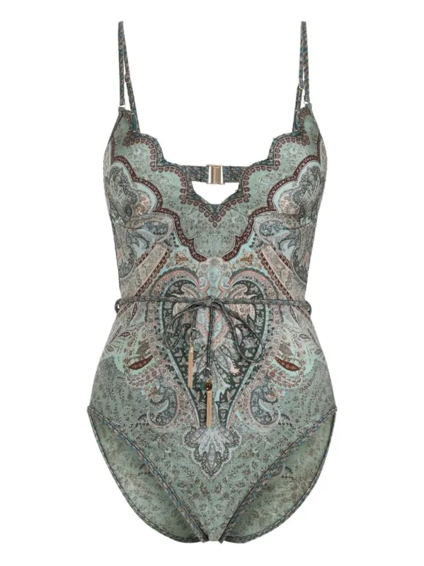 ZIMMERMANN WANDERLUST SCALLOPED PAISLEY SWIMSUIT made by Zimmermann