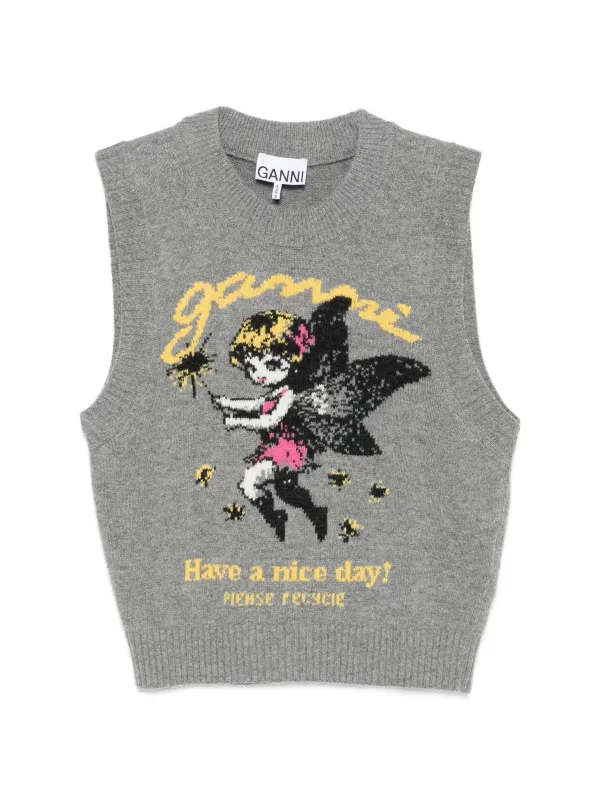 WOOL RECYCLED POLYAMIDE VEST made by Ganni