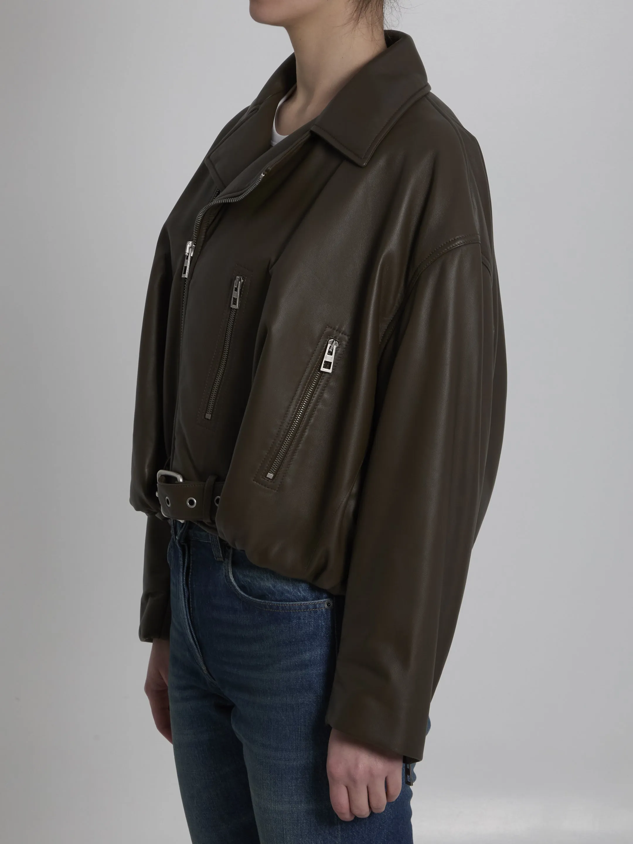 Lamb nappa biker jacket sold by Lord & Taylor product image thumbnail 2