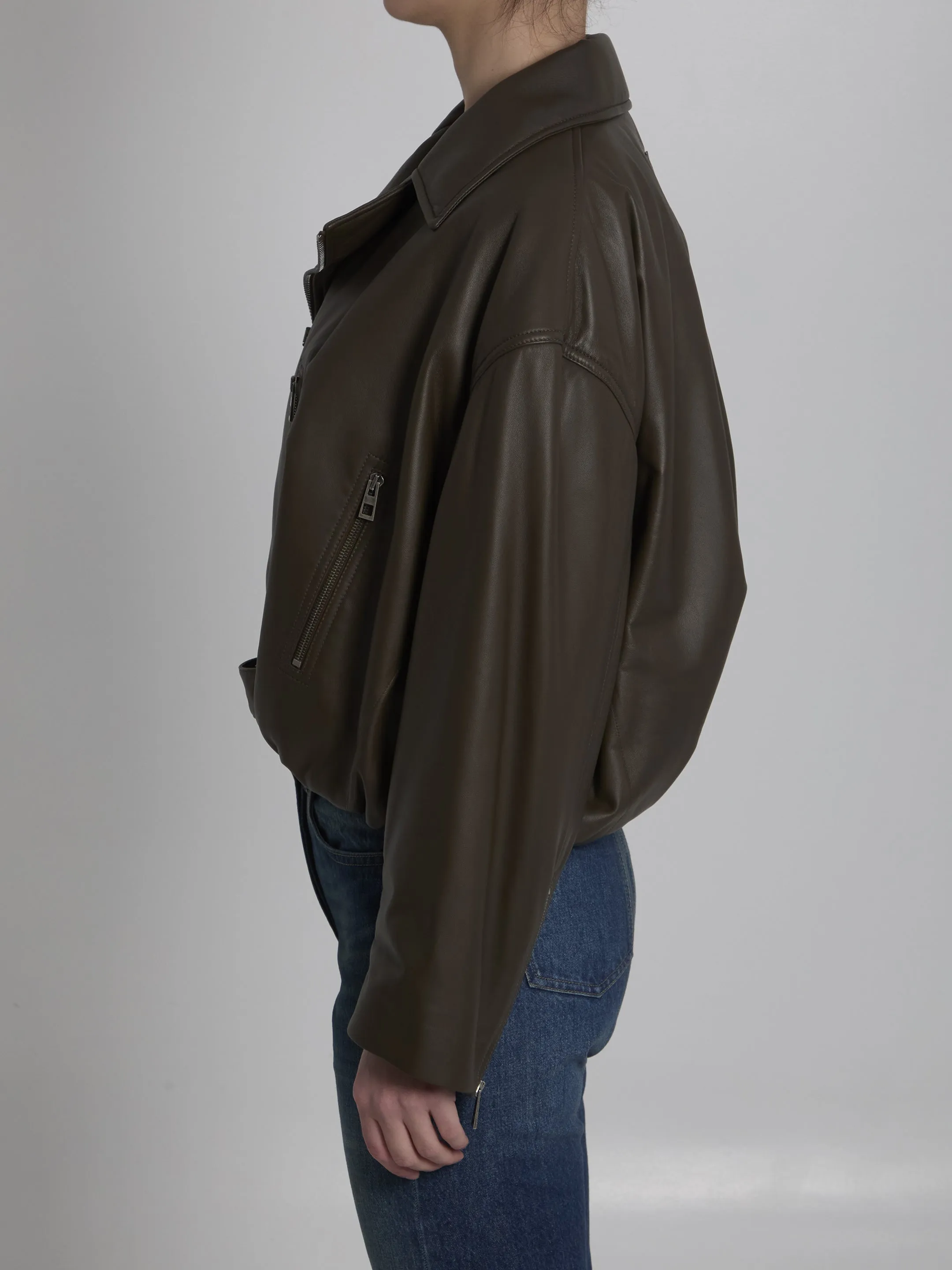 Lamb nappa biker jacket sold by Lord & Taylor product image thumbnail 3