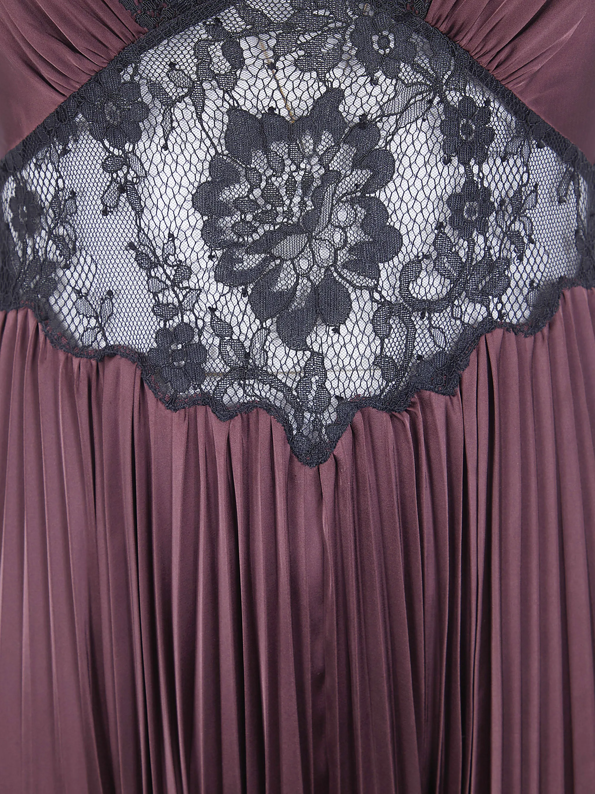 BROWN SATIN LACE INSERT MAXI DRESS sold by Lord & Taylor product image thumbnail 3