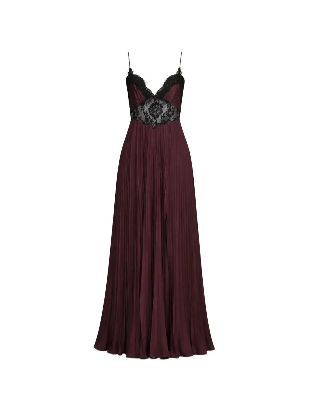 BROWN SATIN LACE INSERT MAXI DRESS sold by Lord & Taylor product image thumbnail 4