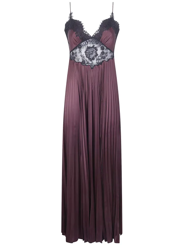 BROWN SATIN LACE INSERT MAXI DRESS made by Self-Portrait