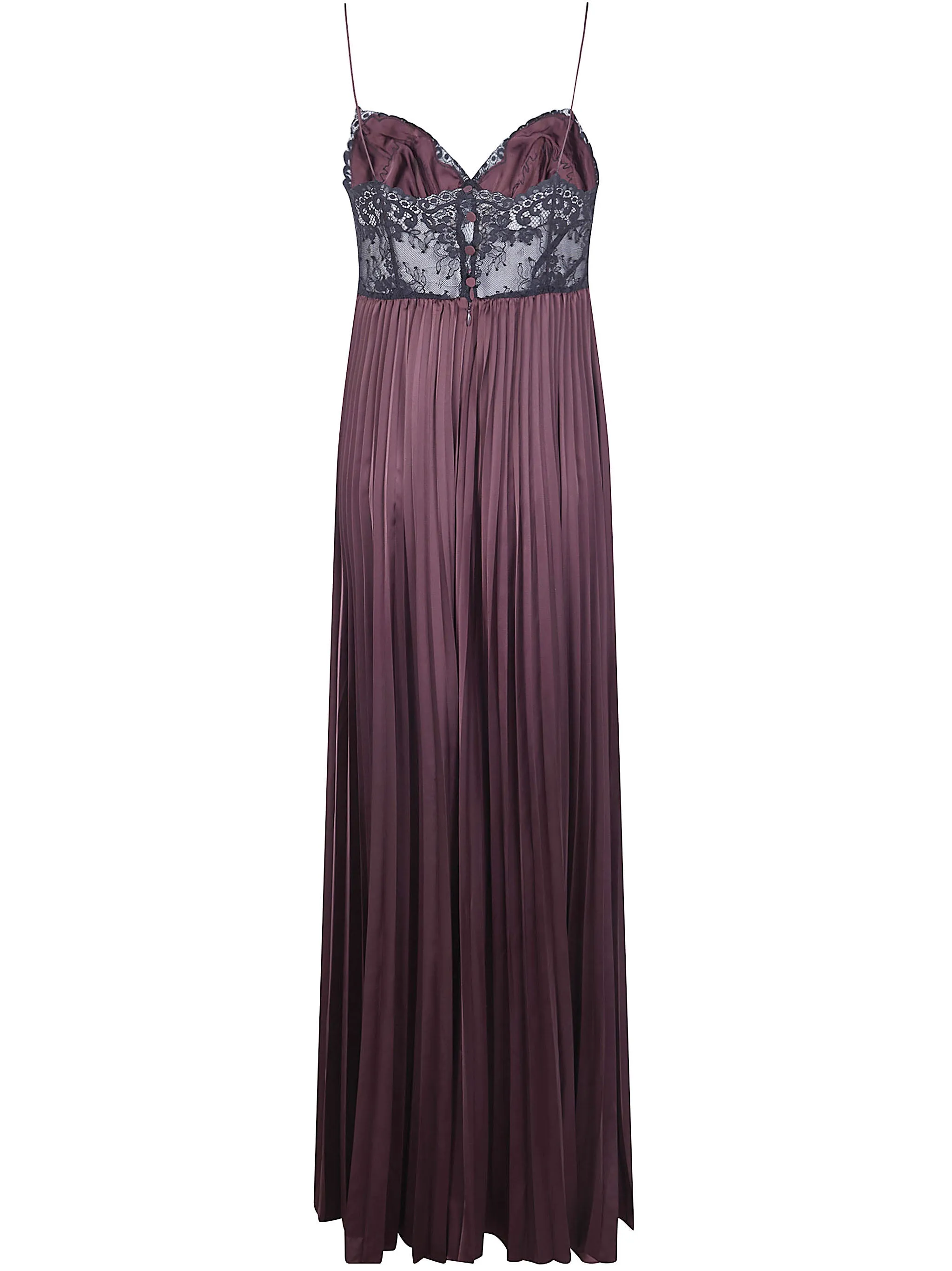 BROWN SATIN LACE INSERT MAXI DRESS sold by Lord & Taylor product image thumbnail 2