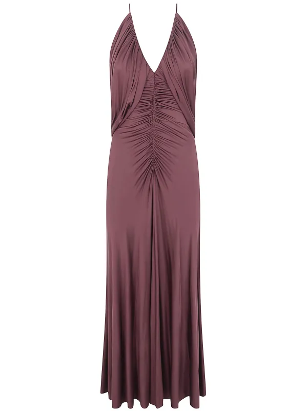 BROWN JERSEY DRAPE MIDI DRESS made by Self-Portrait