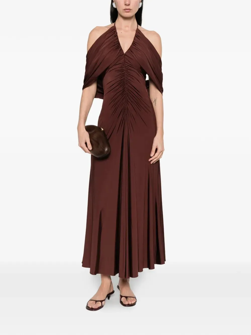 BROWN JERSEY DRAPE MIDI DRESS sold by Lord & Taylor product image thumbnail 5