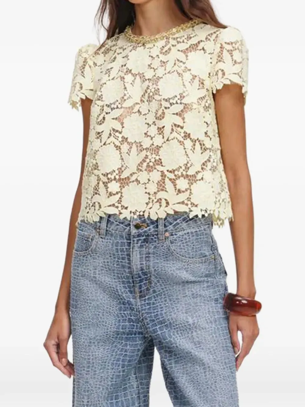 YELLOW LACE TOP sold by Lord & Taylor product image thumbnail 5