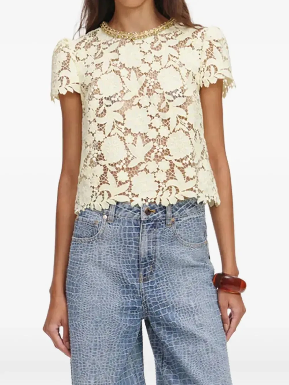 YELLOW LACE TOP sold by Lord & Taylor product image thumbnail 4