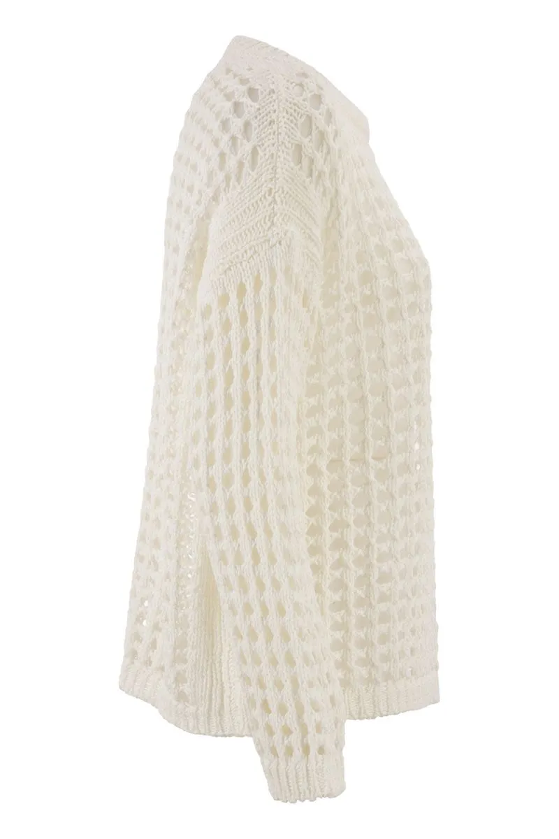 MXPFEBE - OPENWORK COTTON KNIT JUMPER sold by Lord & Taylor product image thumbnail 3