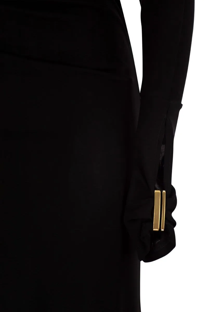 MSTSALVO - DRAPED VISCOSE JERSEY MIDI DRESS sold by Lord & Taylor product image thumbnail 4