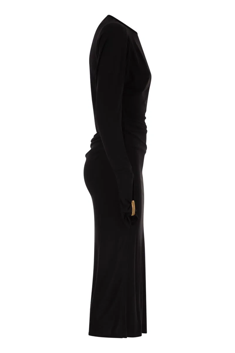 MSTSALVO - DRAPED VISCOSE JERSEY MIDI DRESS sold by Lord & Taylor product image thumbnail 3