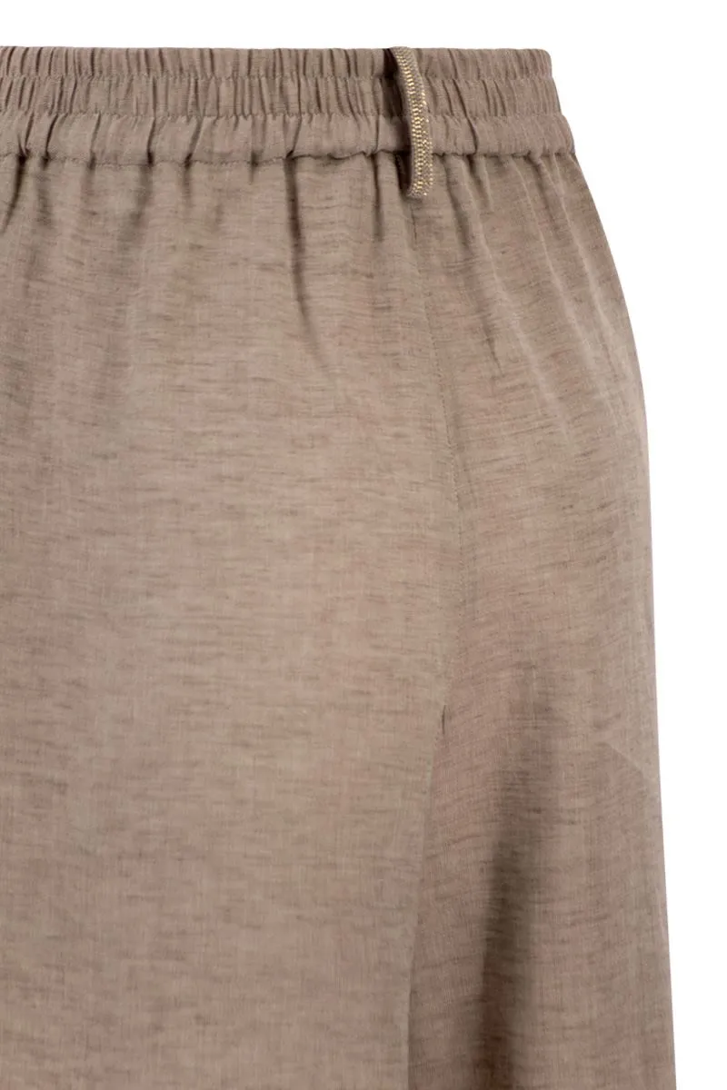 LINEN WIDE-LEG TROUSERS WITH ELASTICATED WAIST AND MONILE DETAIL sold by Lord & Taylor product image thumbnail 4