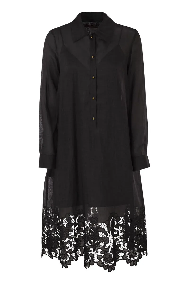 MSTMELA - RAMIE SHIRT DRESS WITH EMBROIDERED HEM AND SLIP sold by Lord & Taylor