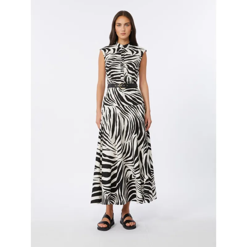 MSTWEST - PRINTED COTTON SHIRT DRESS WITH BELT made by MaxMara