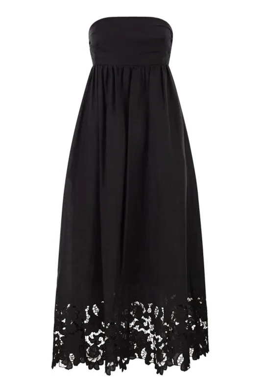 STRAPLESS LINEN DRESS WITH EMBROIDERED HEM made by MaxMara