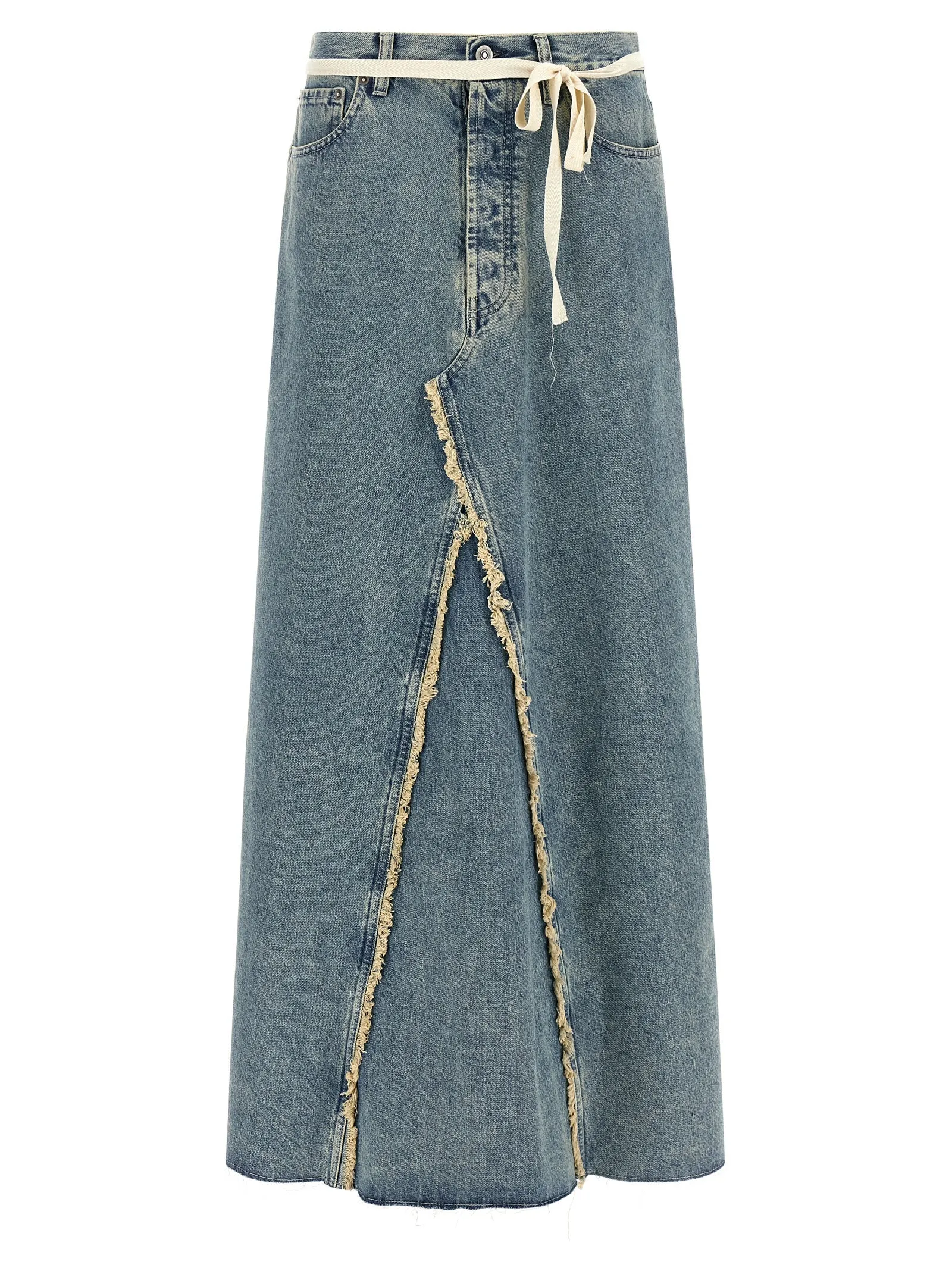 Raw hem denim skirt sold by Lord & Taylor