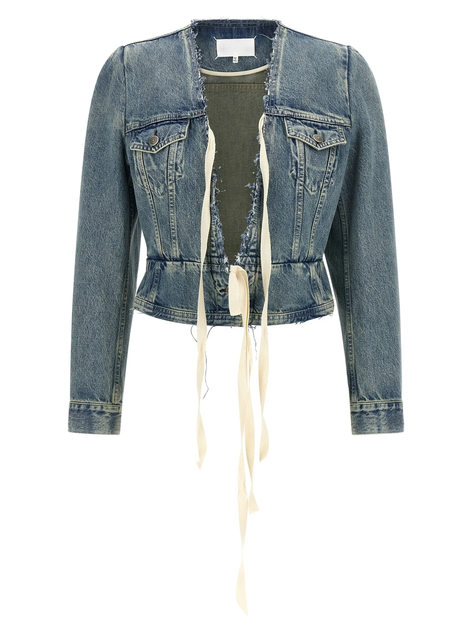 Raw cut hem denim jacket sold by Lord & Taylor