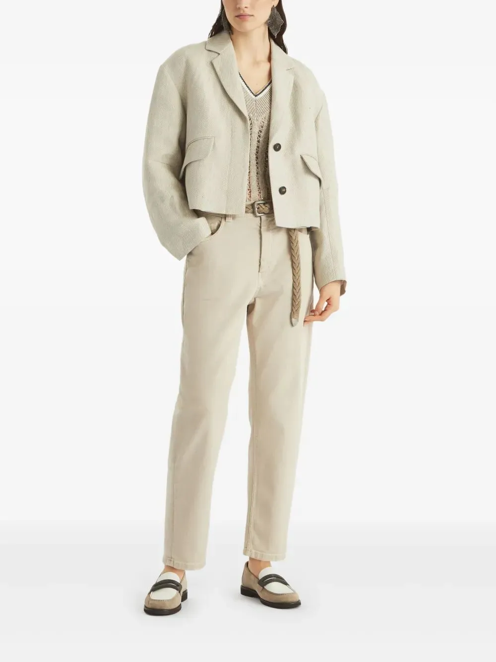 BAGGY TAPERED DENIM TROUSERS sold by Lord & Taylor product image thumbnail 2