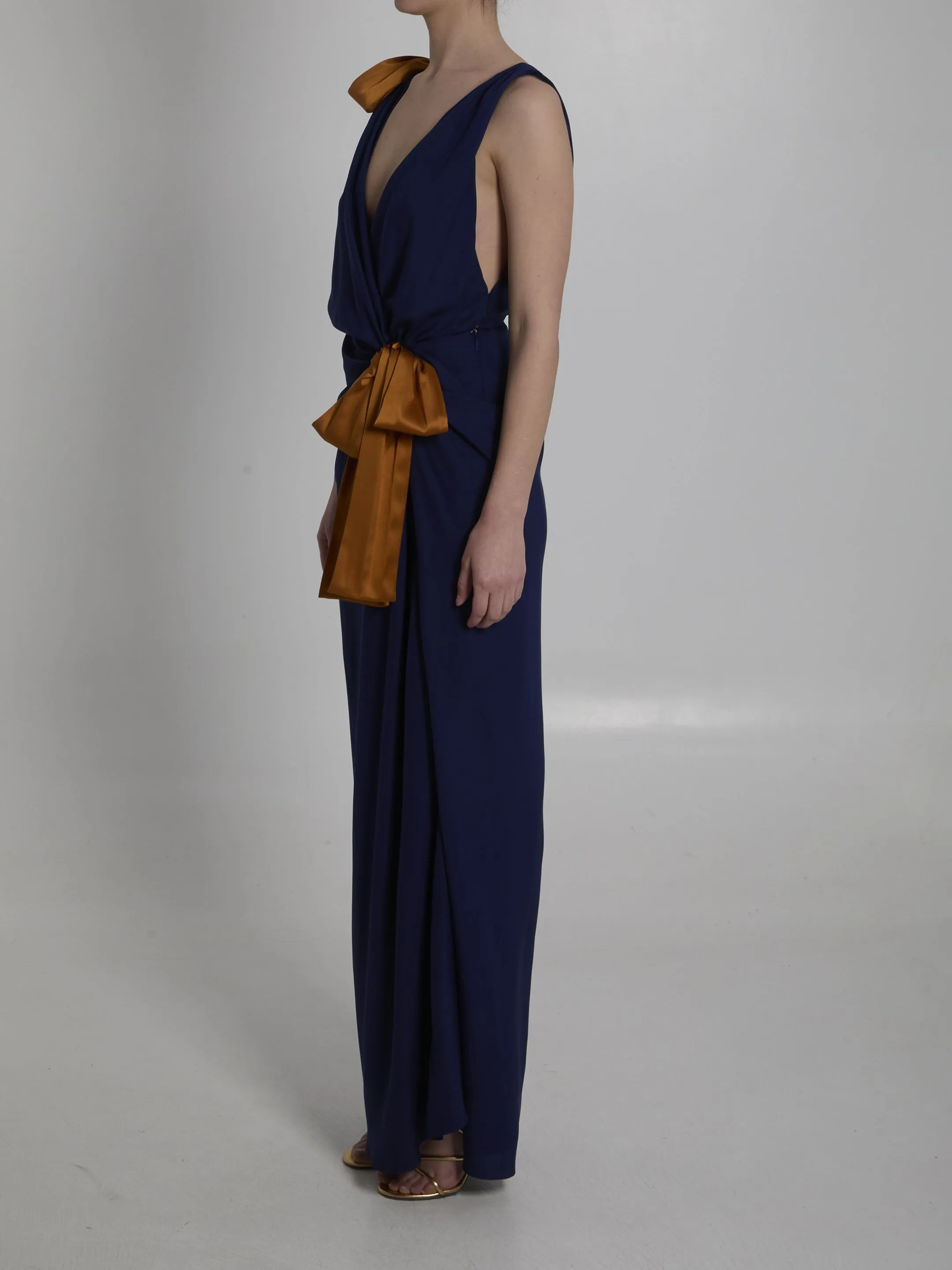 Maxi dress in double-face silk satin sold by Lord & Taylor product image thumbnail 2