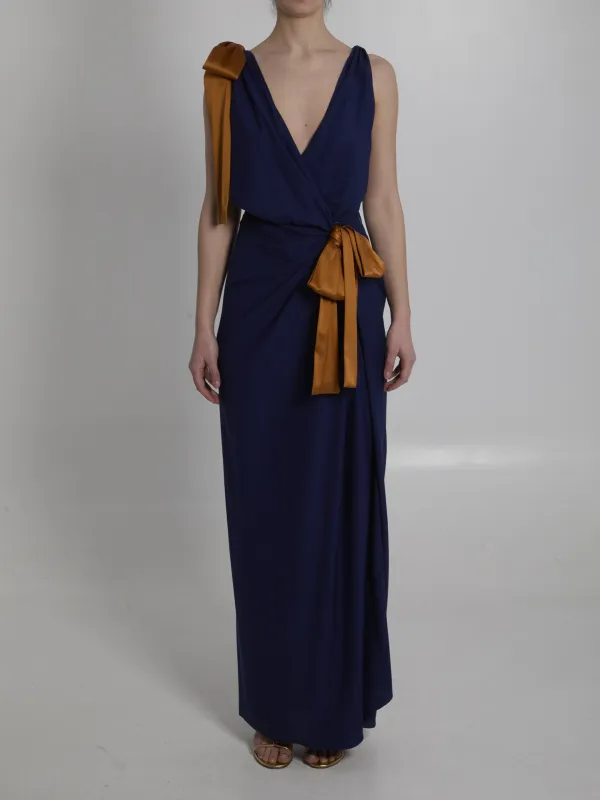 Maxi dress in double-face silk satin made by Yves Saint Laurent