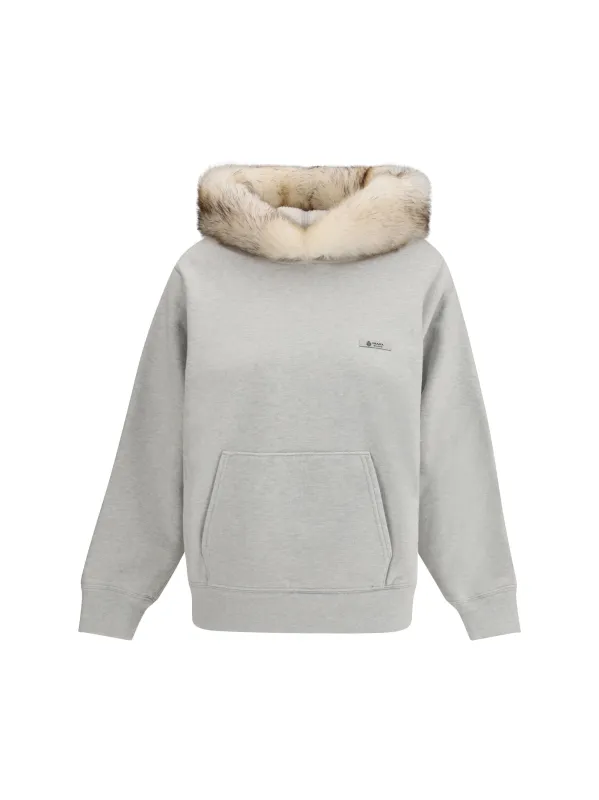 Hoodie Shearling-Lined Grey Melange made by Prada