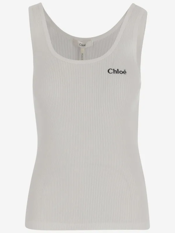 Cotton Tank Top with Logo made by Chloe