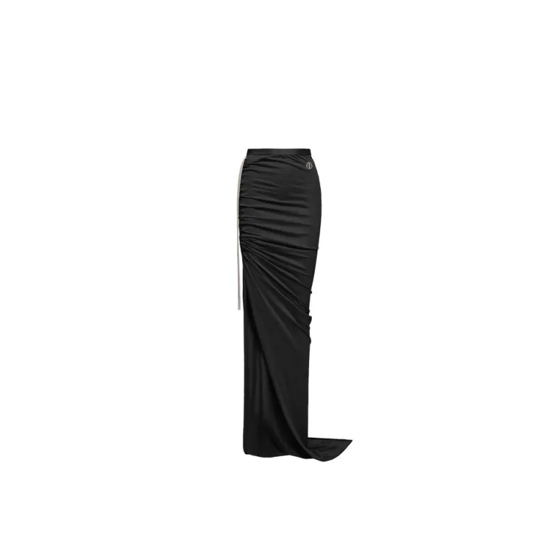 High-Rise Asymmetric Black Skirt made by Moncler
