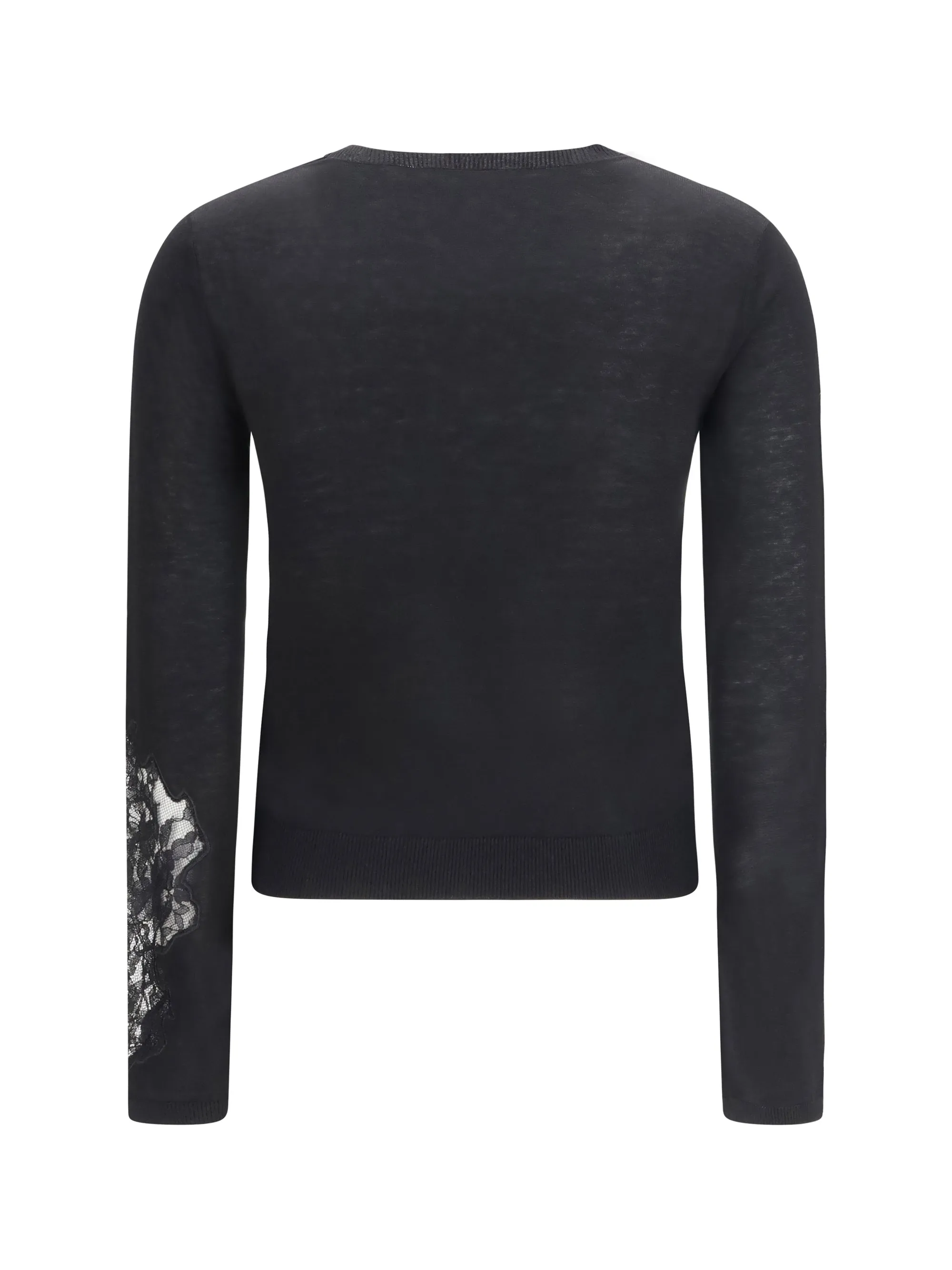 Wool Sweater with Lace Inserts, Black sold by Lord & Taylor product image thumbnail 3