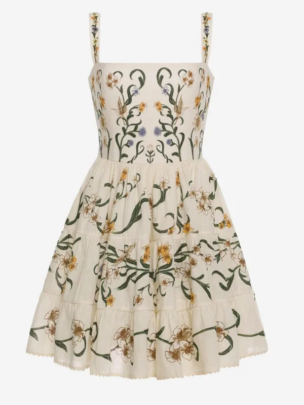 Linen Mini Dress in Laguna made by AGUA by Agua Bendita