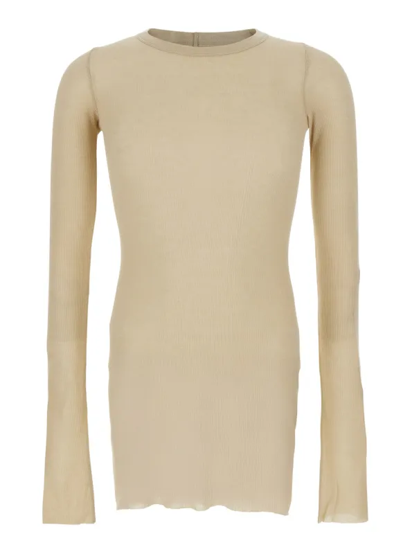 T-Shirt Round Neck Beige Viscose-Silk made by Rick Owens