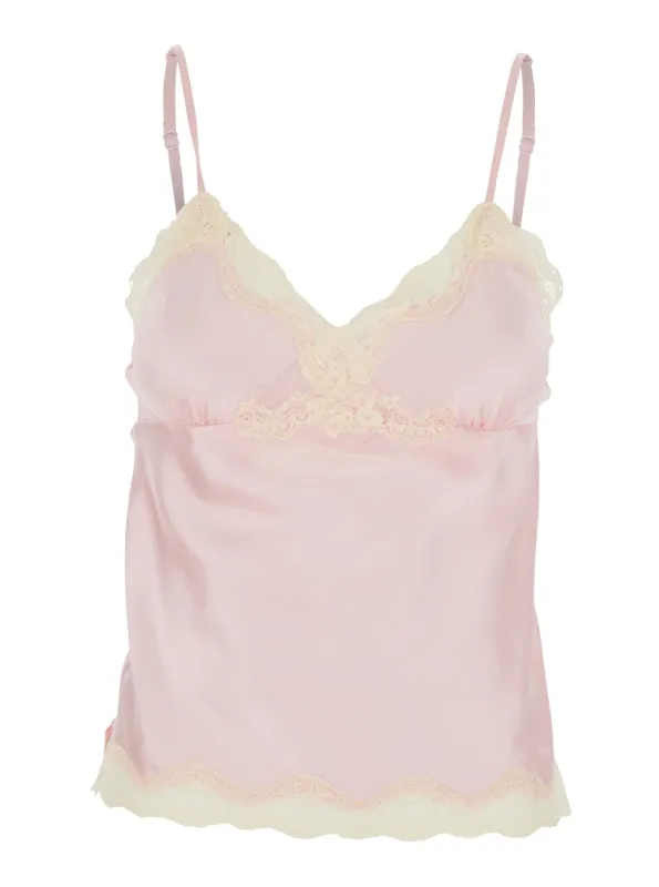 V-neck Top with Lace, Pink made by Lord & Taylor