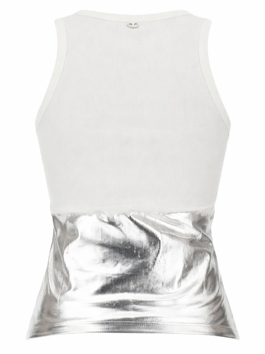 Ribbed Top With Piercing Application White sold by Lord & Taylor product image thumbnail 2
