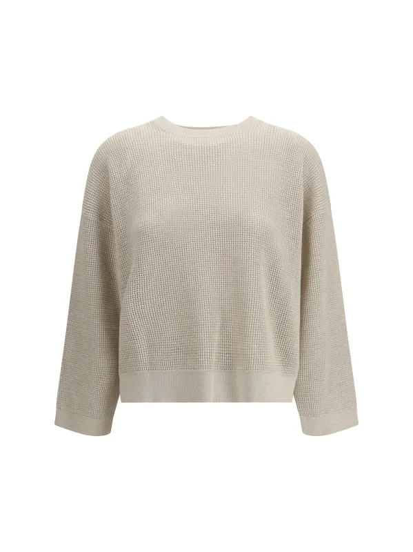 Crewneck Sweater Oatmeal/Beige made by Brunello Cucinelli