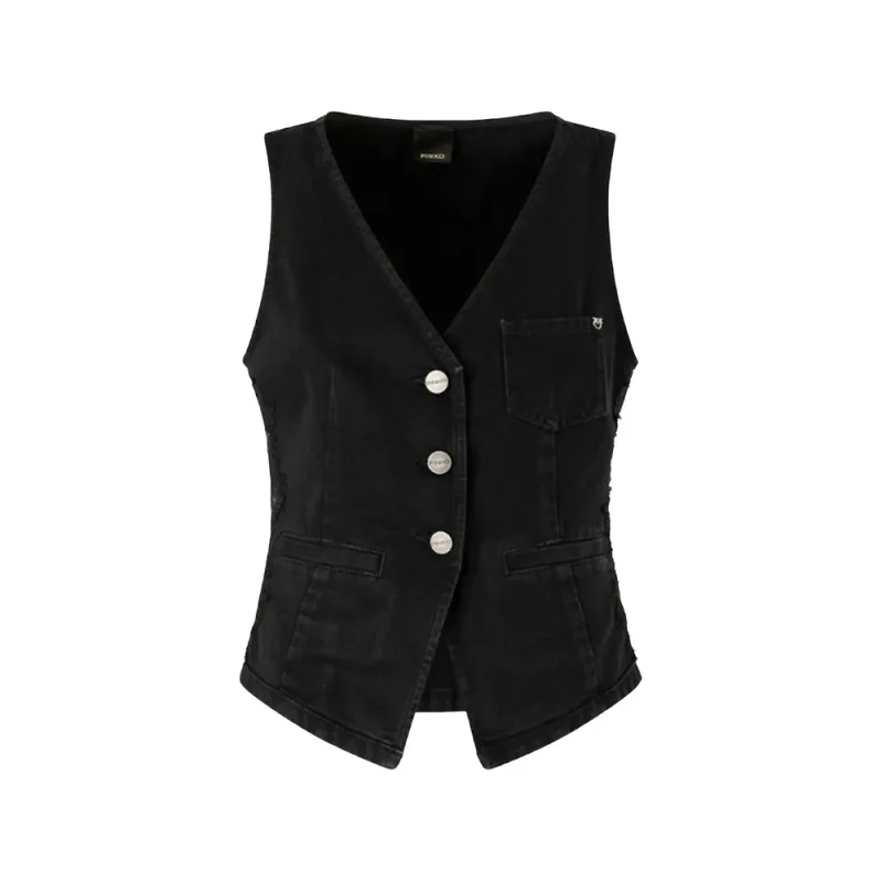Black Waistcoat with Lace Detail made by Pinko