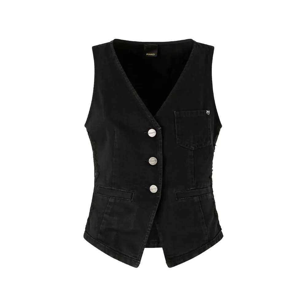 Black Waistcoat with Lace Detail sold by Lord & Taylor
