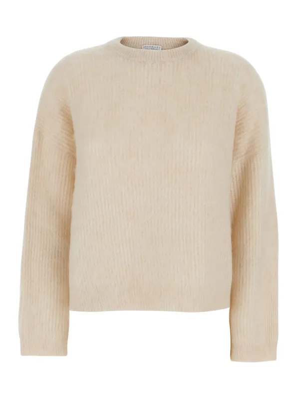 Sweater Crew Neck Beige made by Brunello Cucinelli