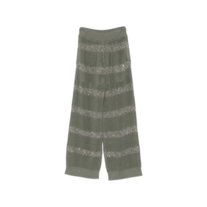 Trousers Green Open-Knit made by Brunello Cucinelli