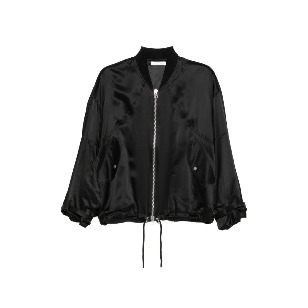 Black Front Zip Jacket with Drawstring Hem sold by Lord & Taylor
