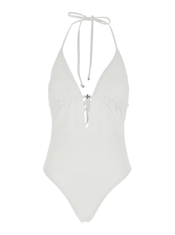 One-Piece Swimsuit White Tech Fabric made by Tory Burch