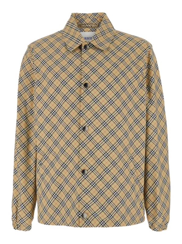 Beige Jacket with Classic Collar and Check Motif made by Burberry